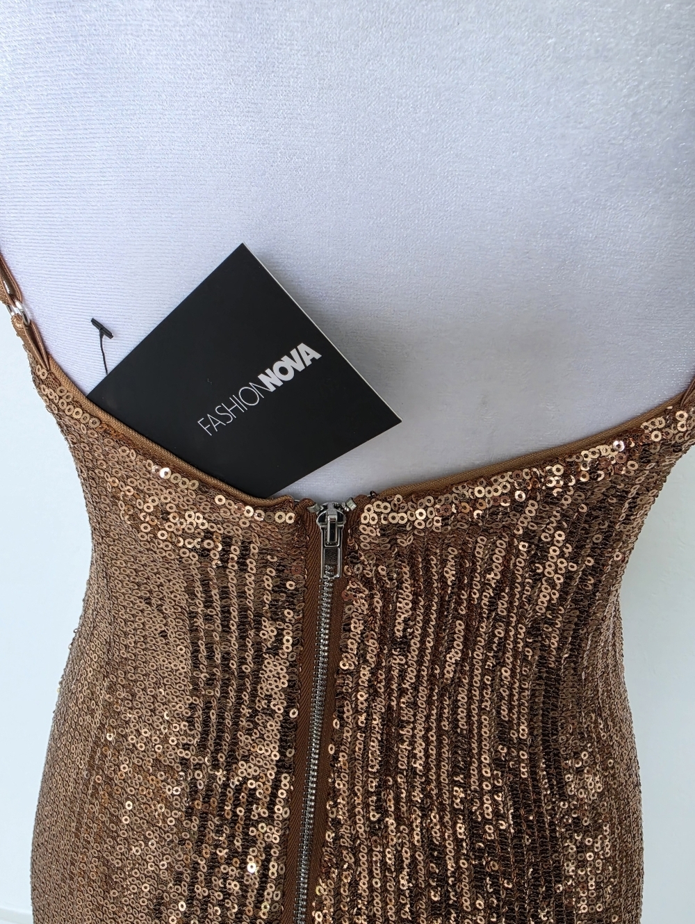 Fashion Nova Livin’ For The Weekend Sequin Dress Copper M ✨ Birthday Baddie - Picture 6 of 12